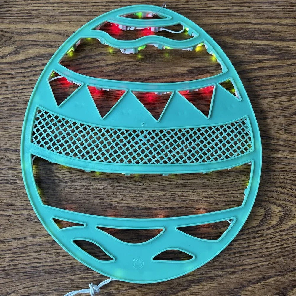 VTG 16” Easter Egg Lighted Plastic Window Hanging Pink Green 80s 90s Decoration